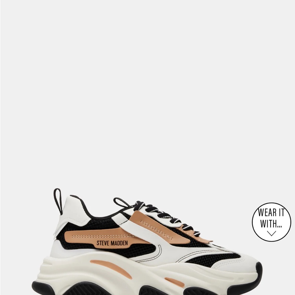 Steve Madden Black and Tan Sneakers